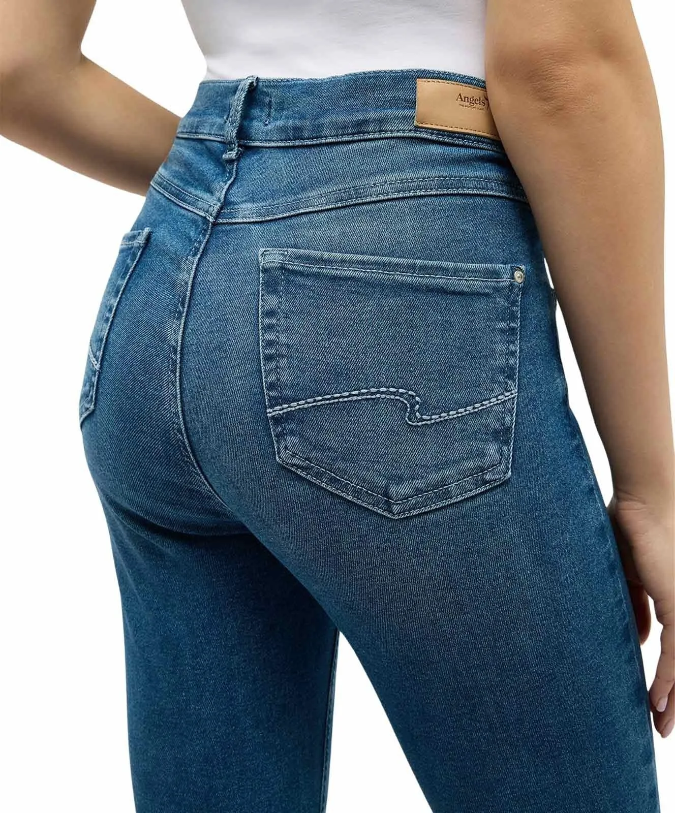 Angels Skinny Jeans in Mid Blue Used Optik