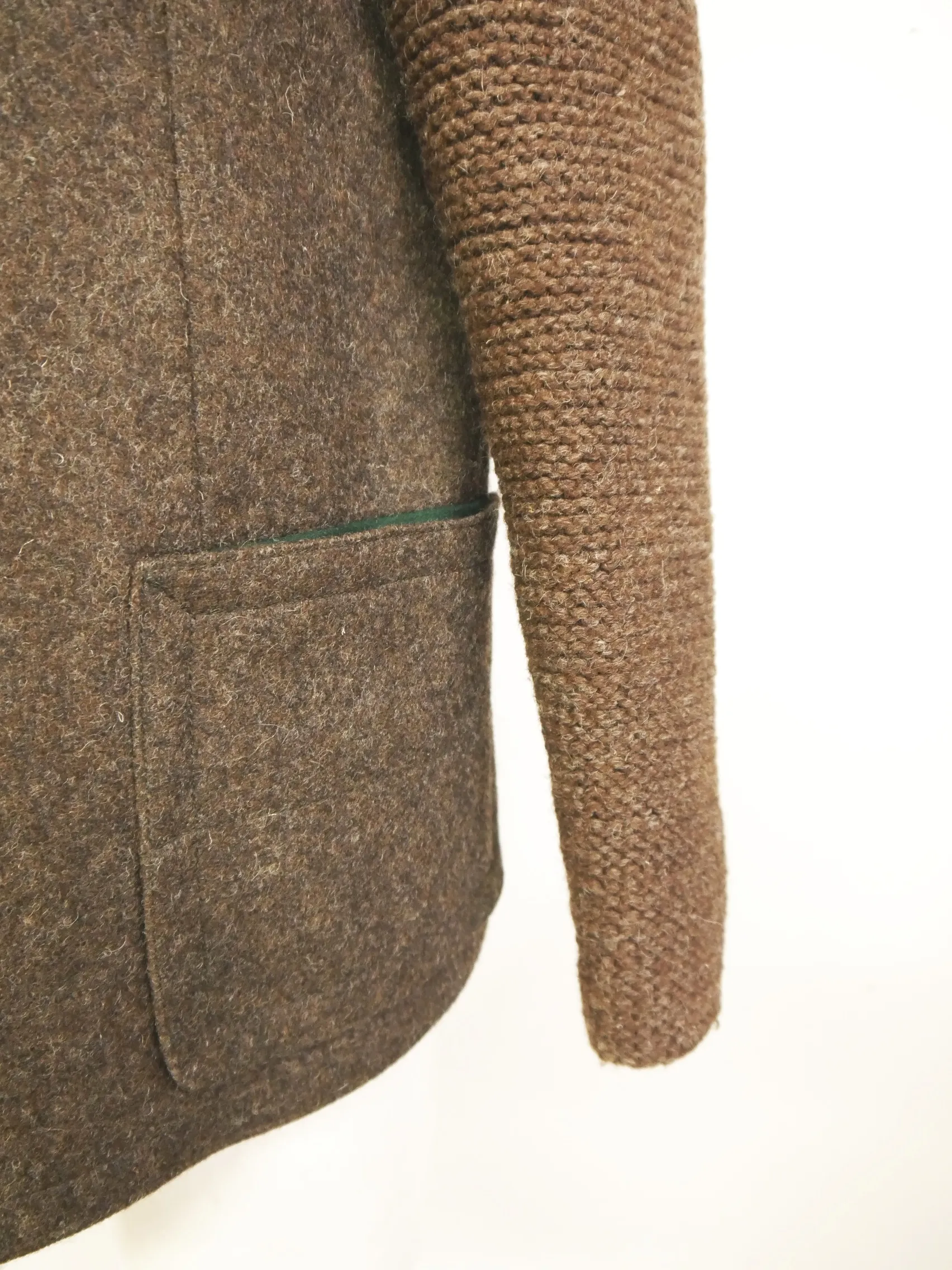 Bavaria Loden braun mit Strickärmel fesche Herren Walk und Lodenjacken Gr.50