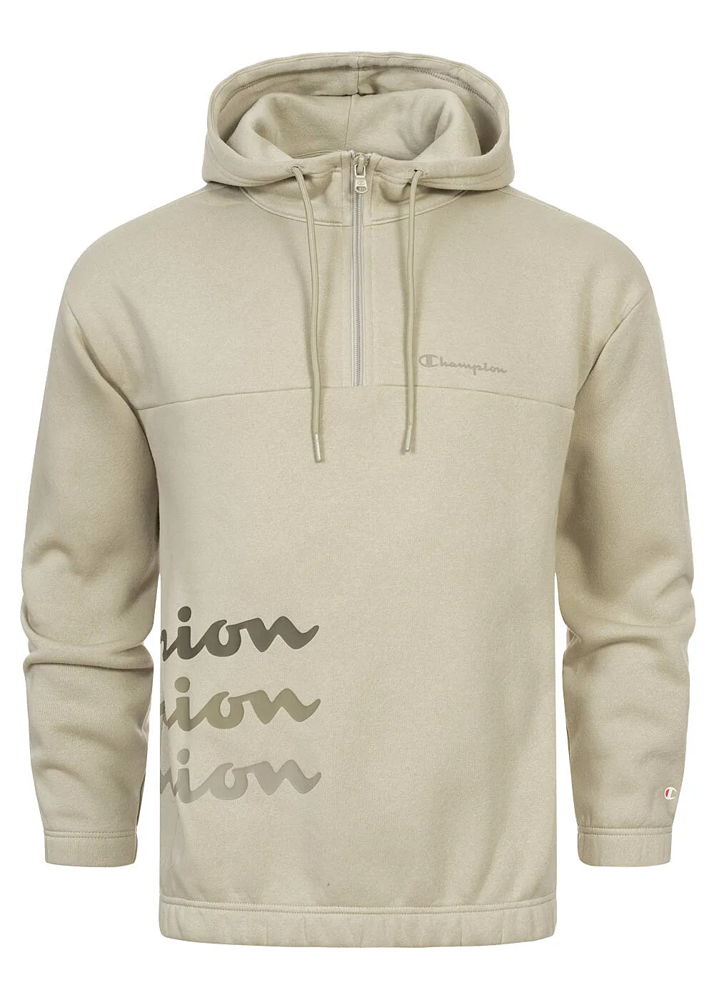 Champion Herren Half-Zip Hoodie mit Logo Print khaki