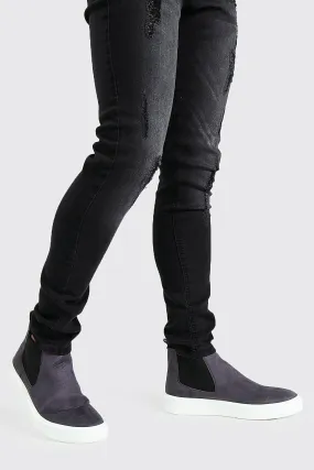 Chelsea-Stiefel aus Wildlederimitat mit Sneaker-Sohle