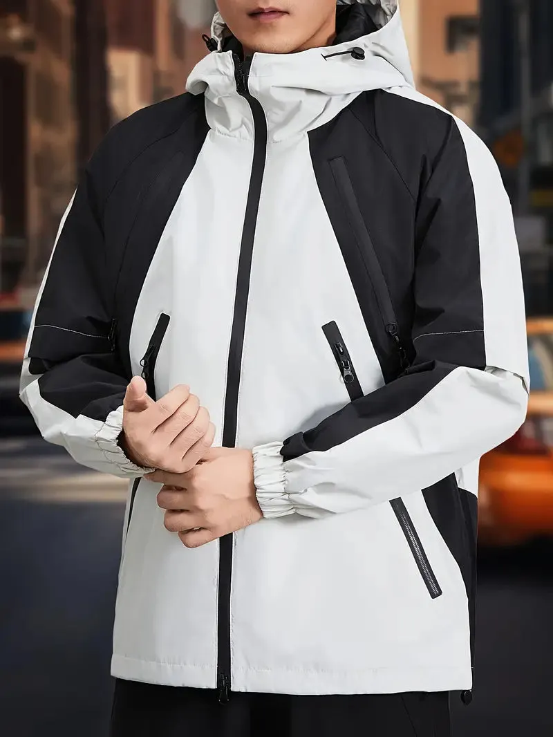 Fomoce Herren Sport Windbreaker Jacke - Polyester mit Kapuze