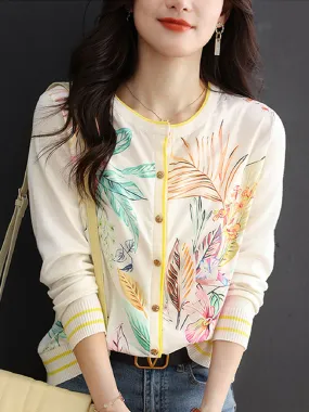 Heidi-Mode | Cardigan Damen Bedruckter Strick-Cardigan
