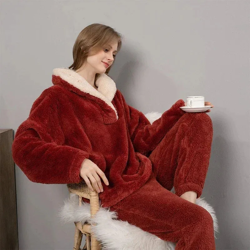 Heidi-Mode | Damen-Fleece-Pyjama-Set Senken Sie Ihre Energierechnung!