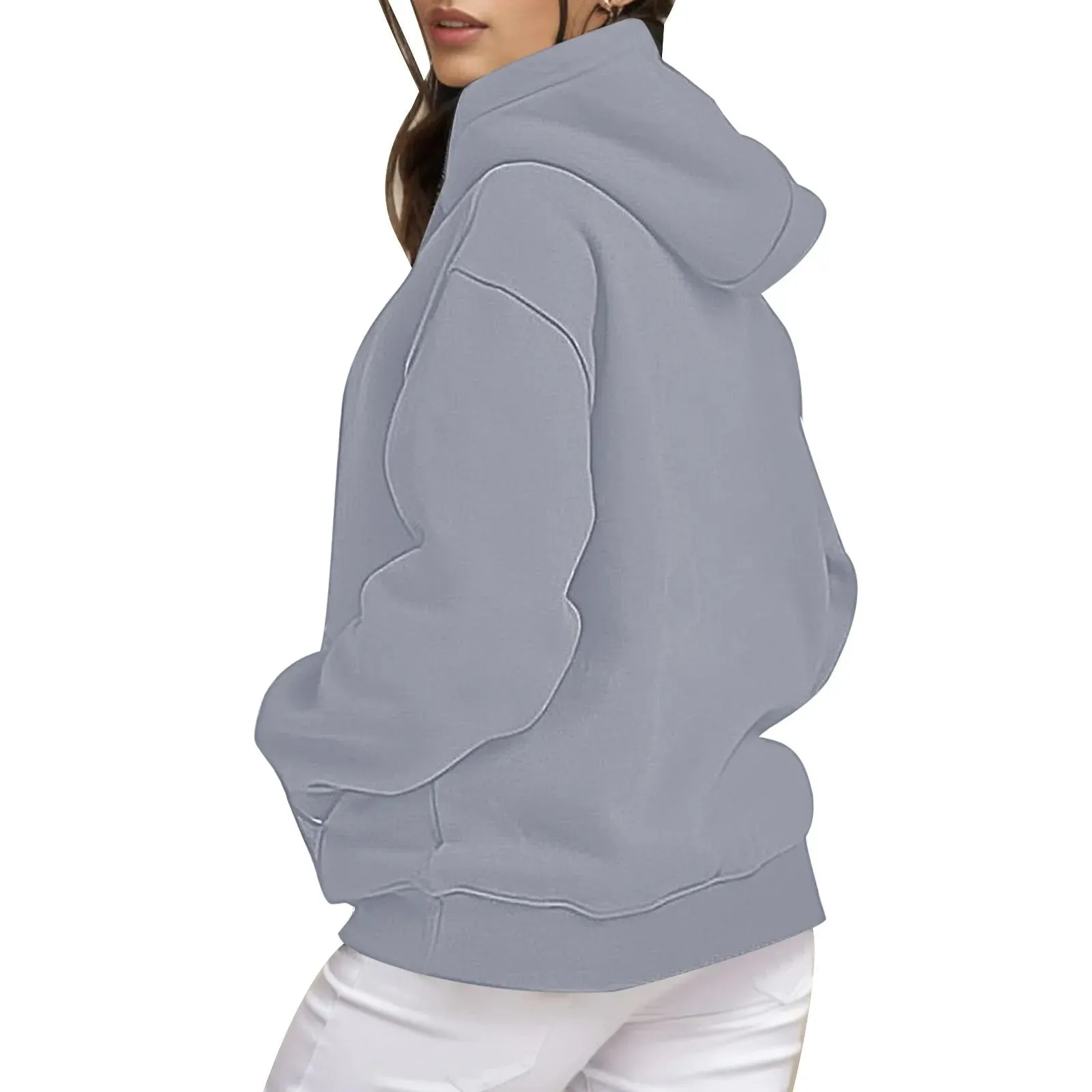 Heidi-Mode | Fleece Hoodie Mit Tasche Und Blumen Druck Für Damen
