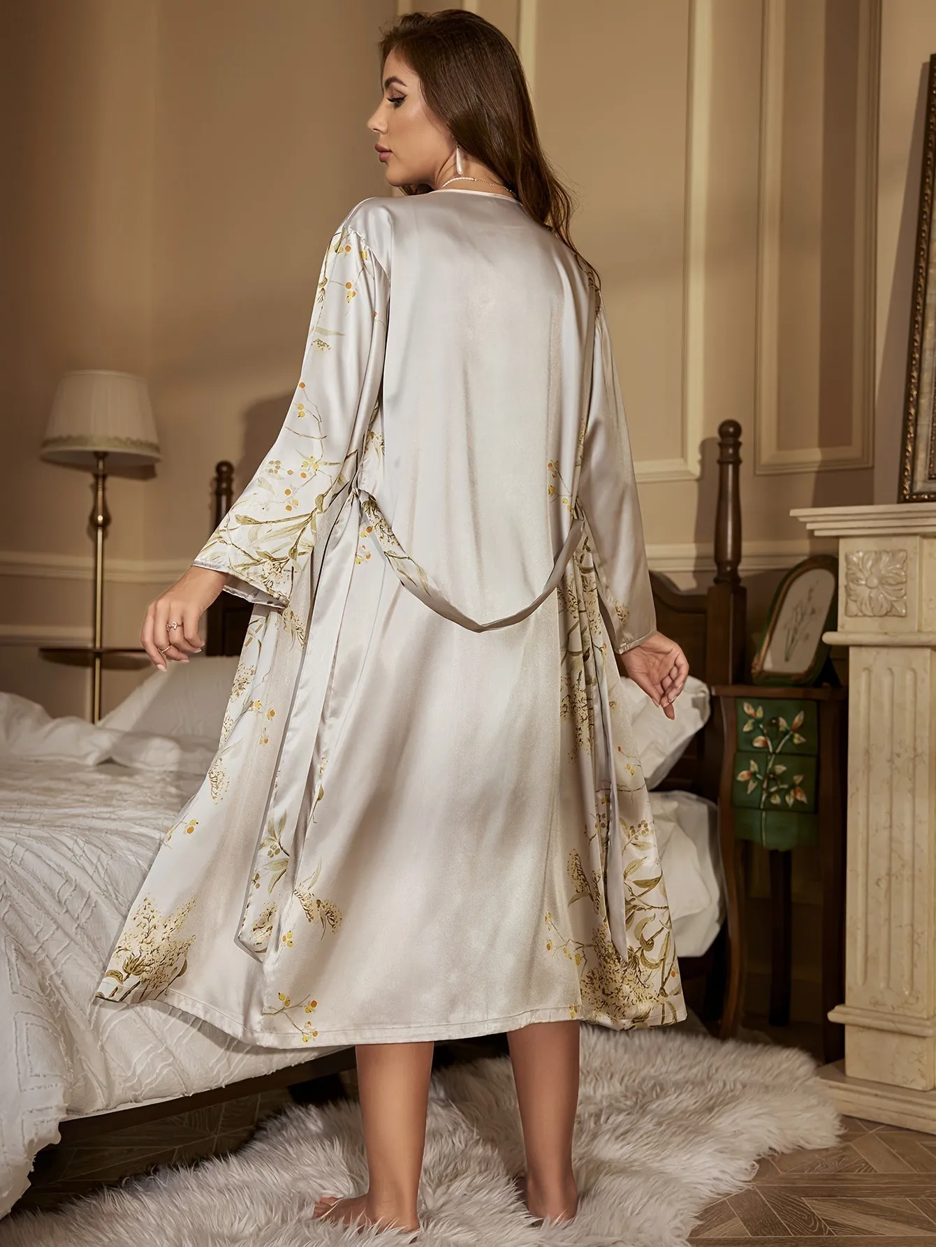 Heidi-Mode | Satin Blumenmuster Pyjama Set für Frauen - Ideal für alle Jahreszeiten