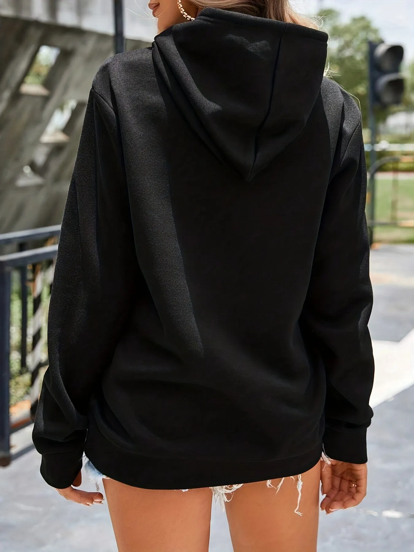 Heidi-Mode | Sweat Pullover Hoodie mit Druck und Kapuze für Frauen