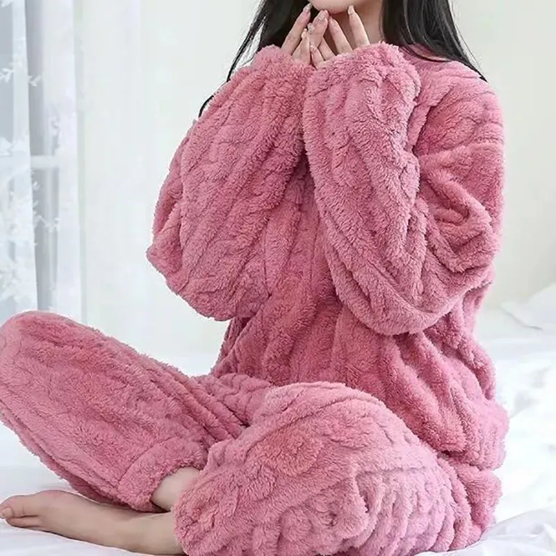 Heidi-Mode | Warmes Teddy-Fleece-Pyjama-Set für Frauen