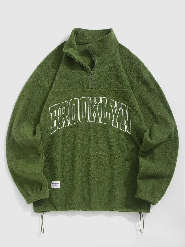 Heidi-Mode - Streetwear Herbstgrün Brooklyn-Stil Pullover mit Stehkragen für Frauen