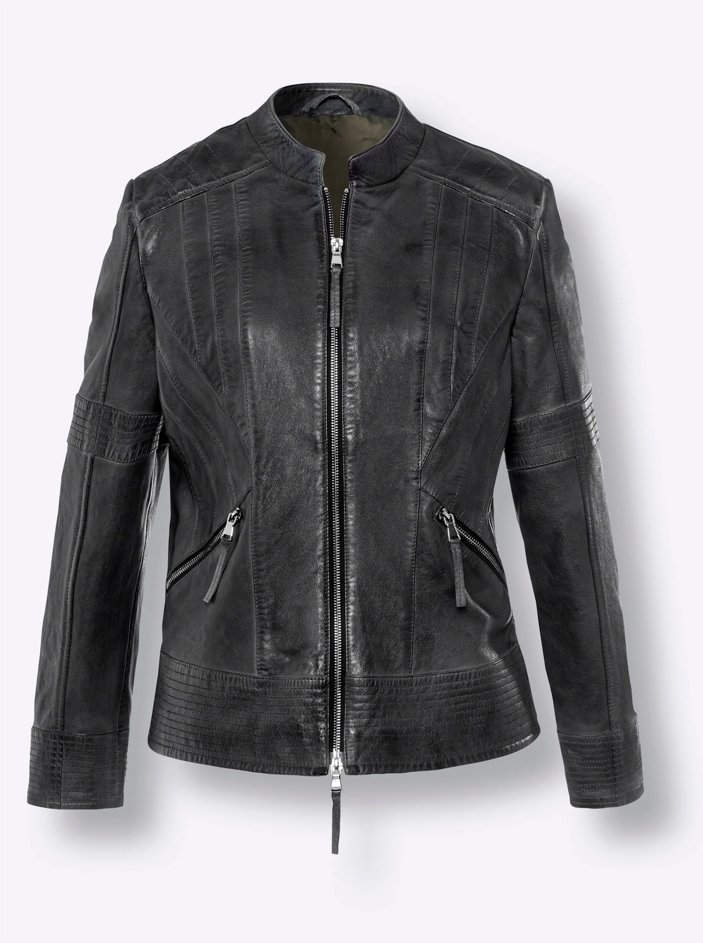 heine Leder-Jacke in marine