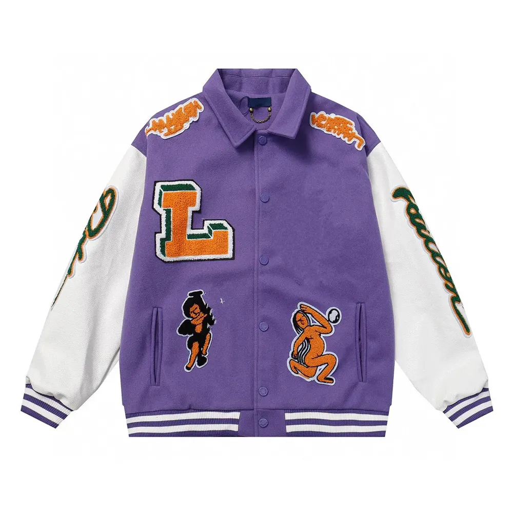 Herren Jacken Frühling Herren Bomber Baseball Jacke Brief Stickerei Patchwork Mantel Hip Hop Streetwear Casual Lose Varsity Jack