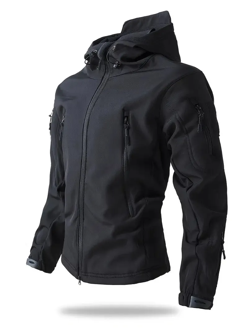 Herren Kapuzen-Windjacke mit Reiverschluss, lssige taktische Jacke