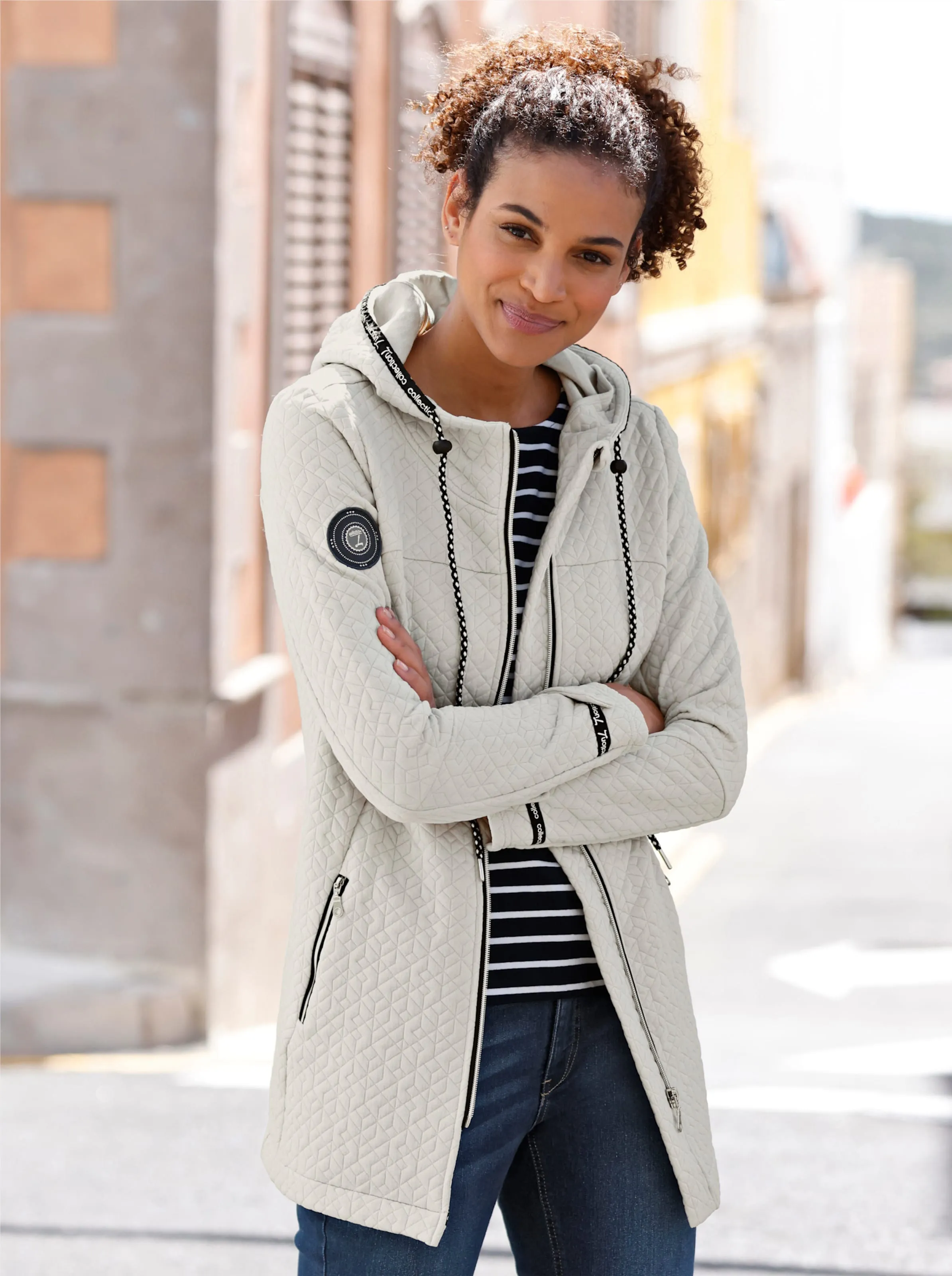 Jersey-Jacke in hellgrau