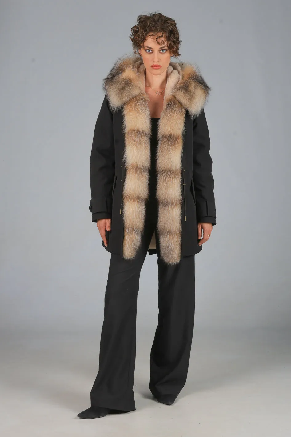 Langer Parka aus der wasserdichten Baumwollmischung Fox Cristal