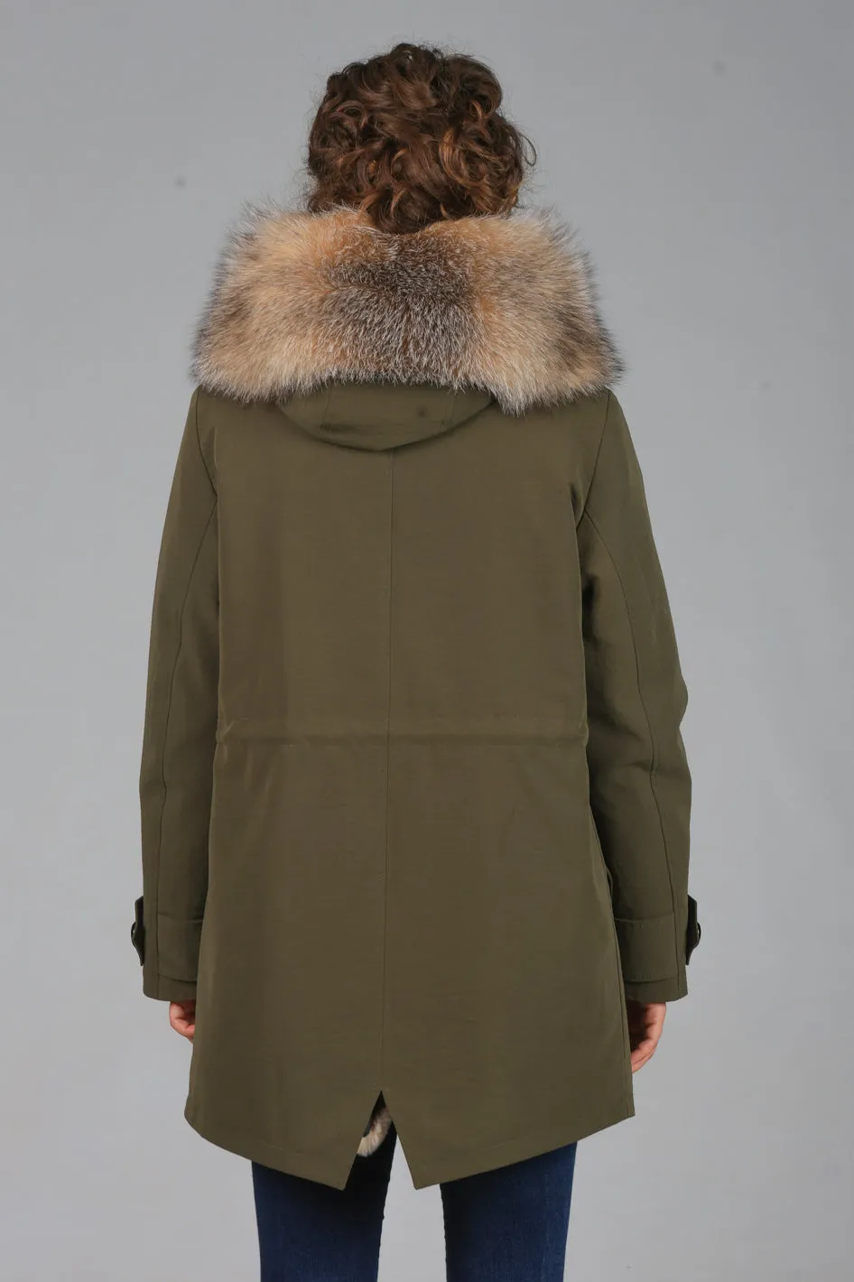 Langer Parka aus der wasserdichten Baumwollmischung Fox Cristal