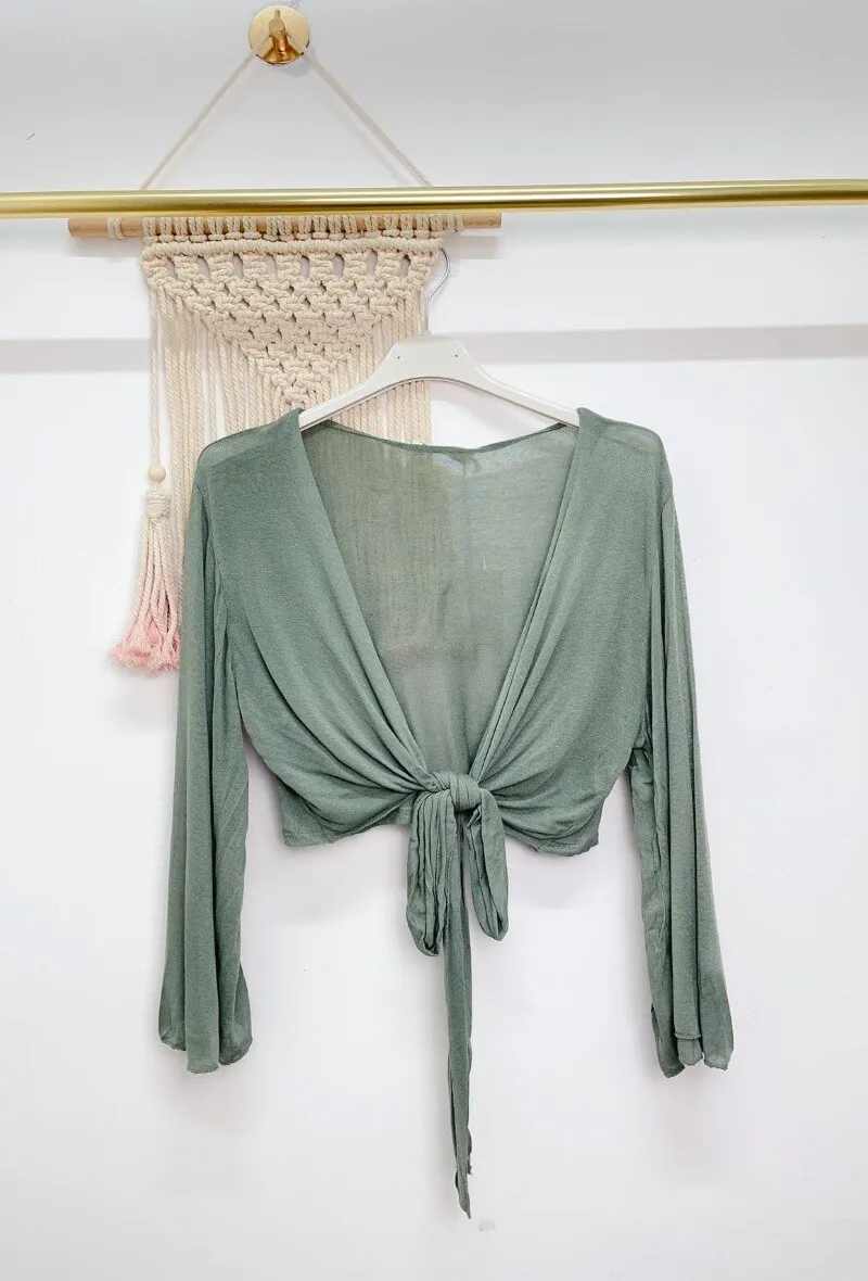 Leichter Cardigan mit Knotenbindung
