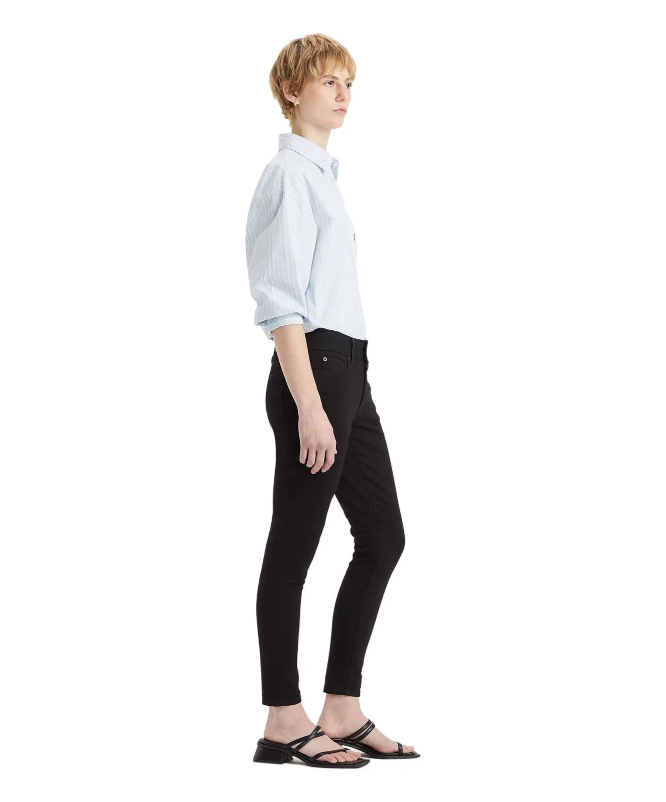 Levi's 711 Skinny Jeans in Schwarz mit Doppelknopf