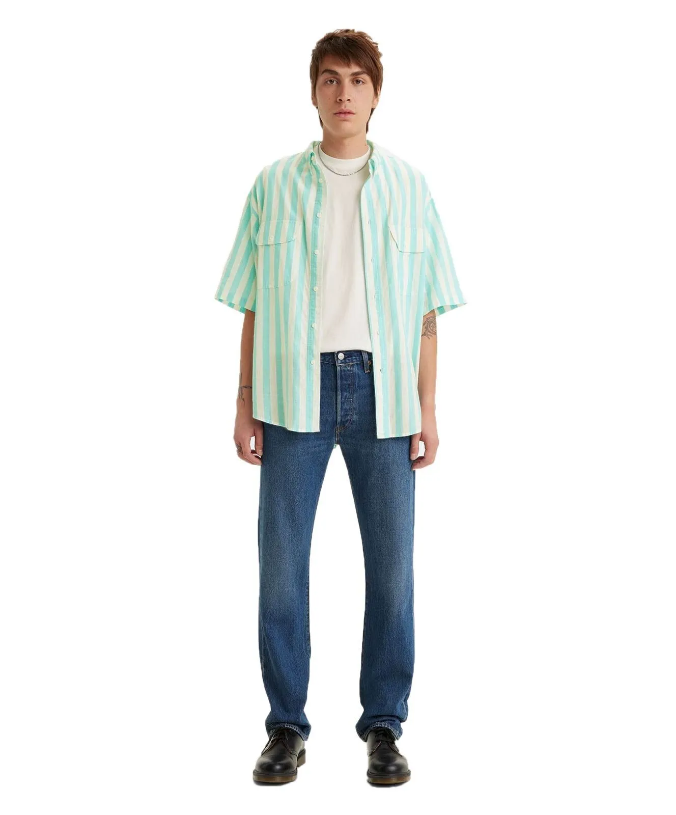 Levi's Jeans Straight Fit 501 in blauem Stonewash