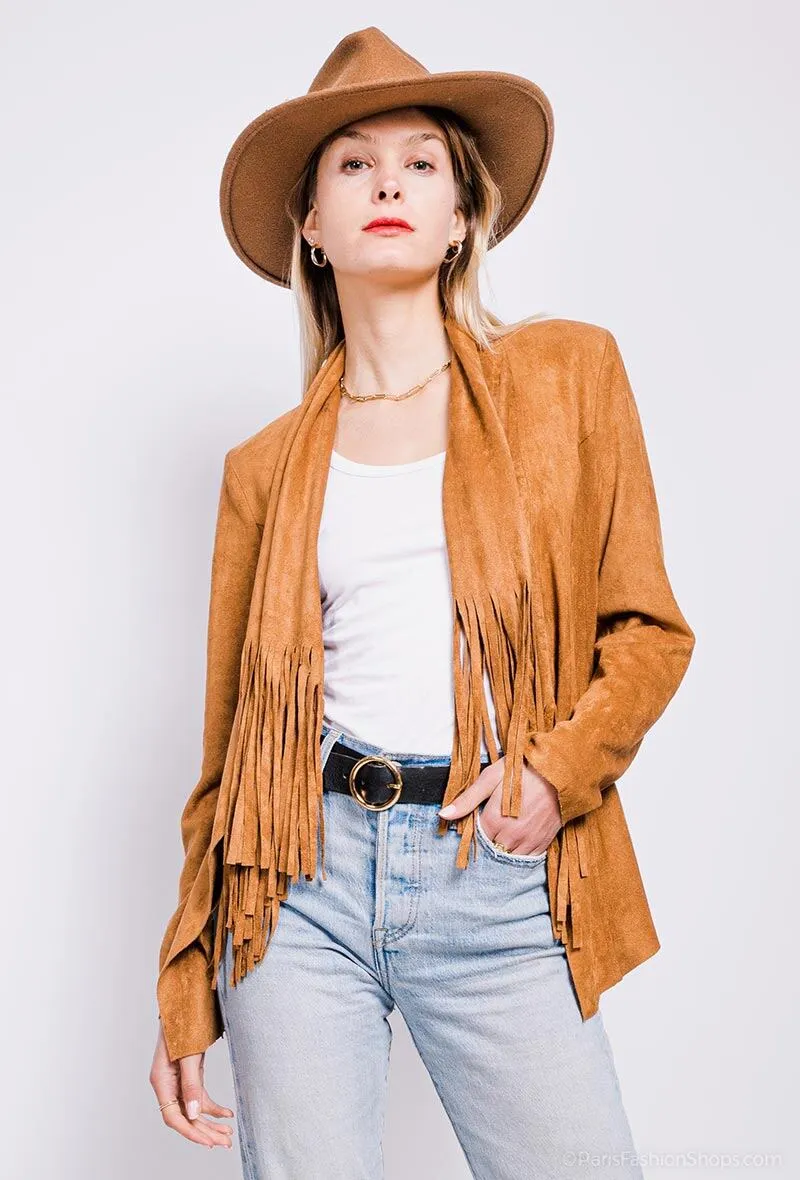 Long sleeve suede cardigan