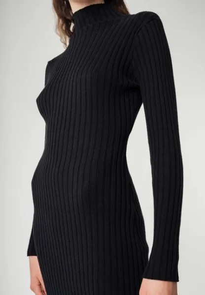 Mela Damen Kleid SHIVANI Rippstrickkleid schwarz