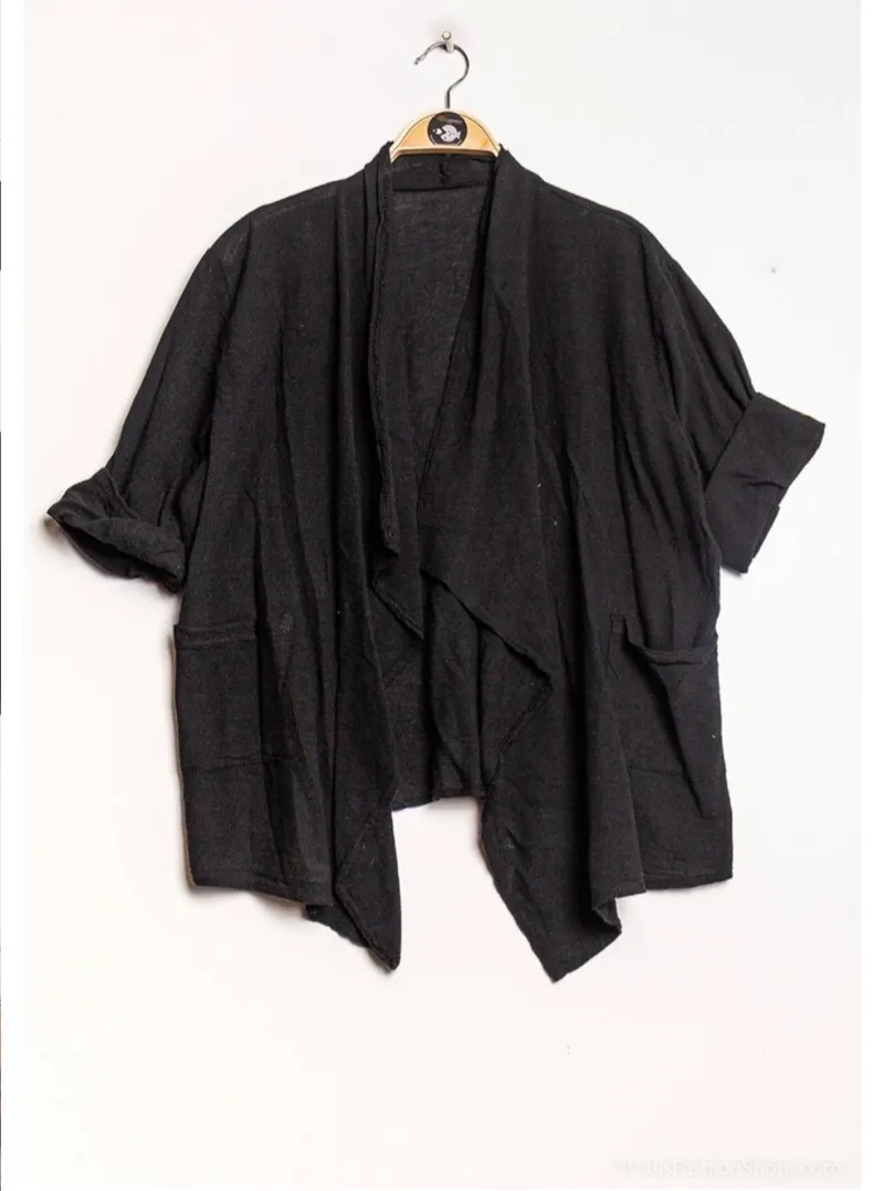 Offener Leinen-Cardigan