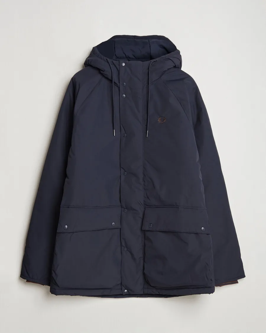 Padded Zip Through Parka Navy