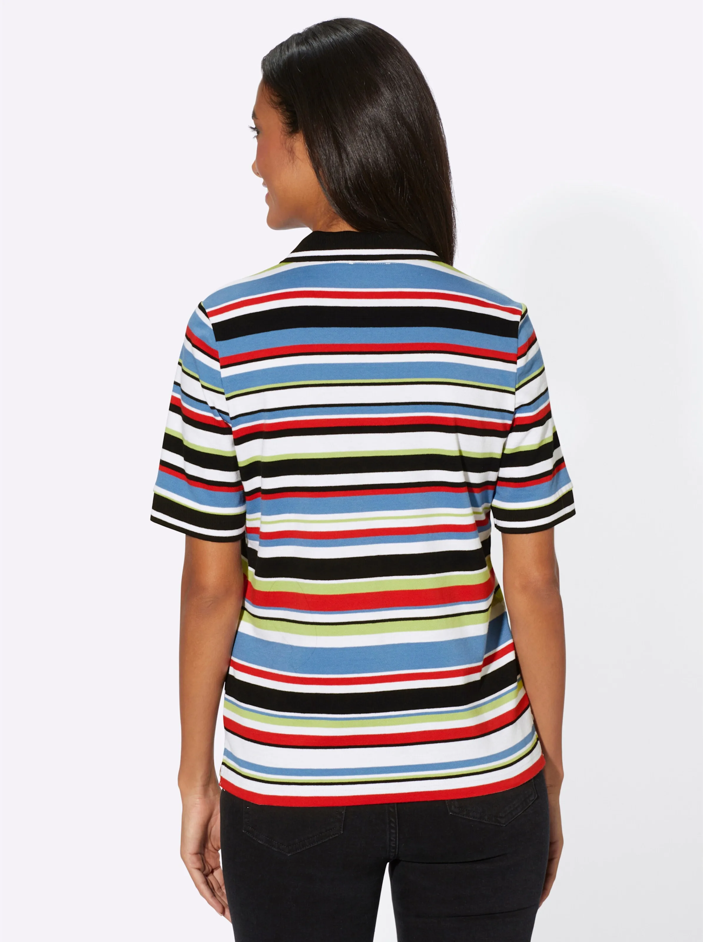Poloshirt in kiwi-schwarz-gestreift