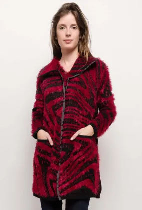 Printed knit cardigan with silk