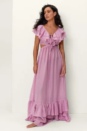 Rüschen-Maxikleid aus Baumwolle