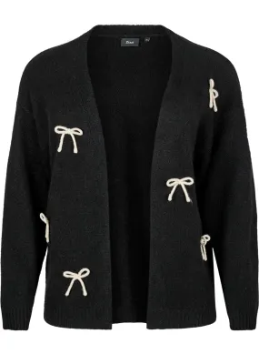 Strickjacke aus Grobstrick mit Schleifenbändern