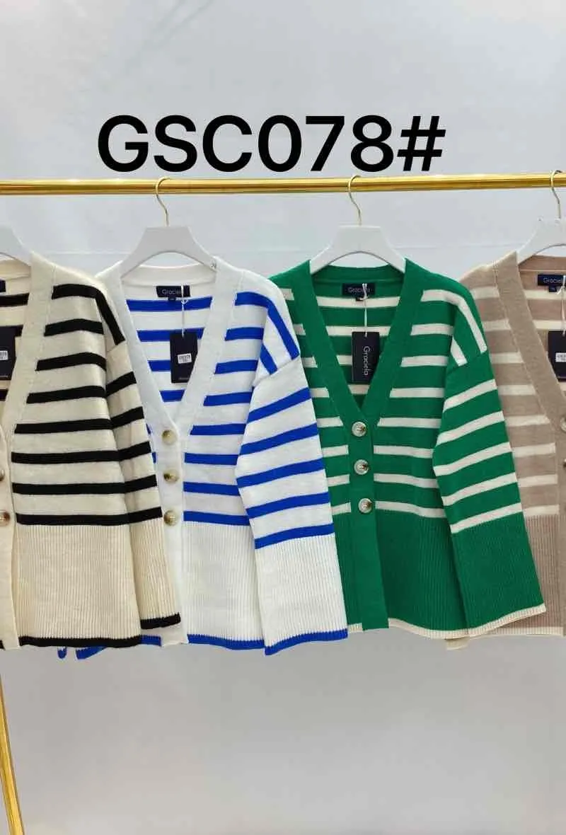 Striped cardigan. flared cut and straight sleeves