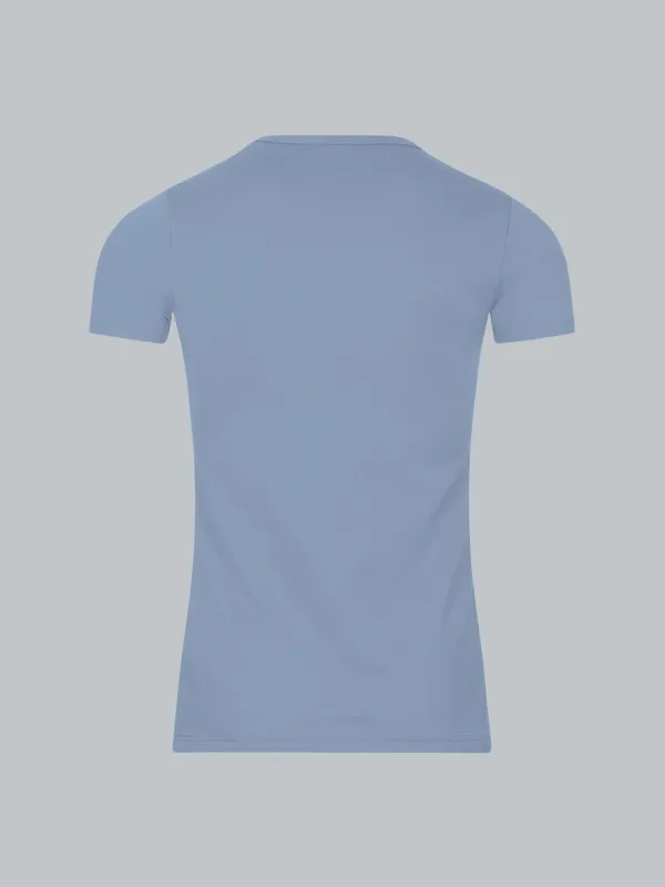 T-Shirt aus Baumwolle/Elastan Pearl-blue