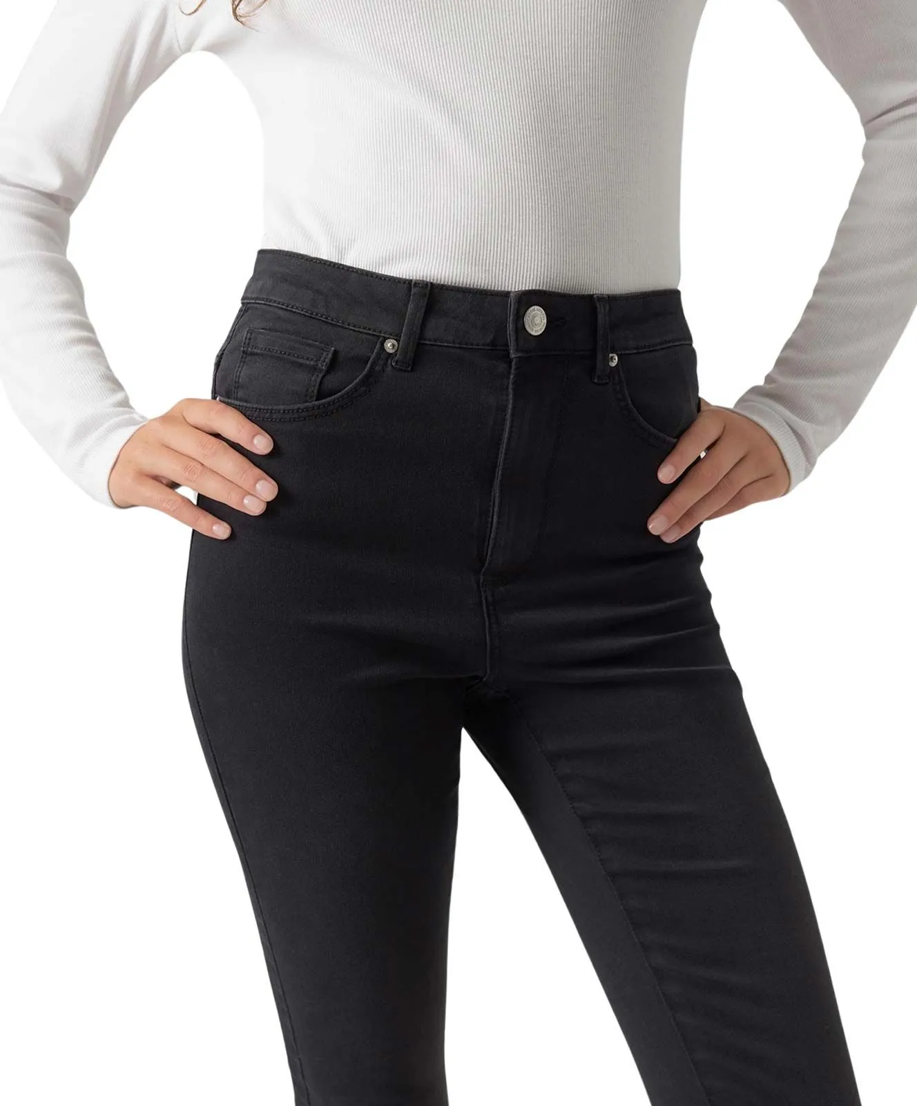 Vero Moda Sophia Jeans mit hohem Bund in Dunkelgrau