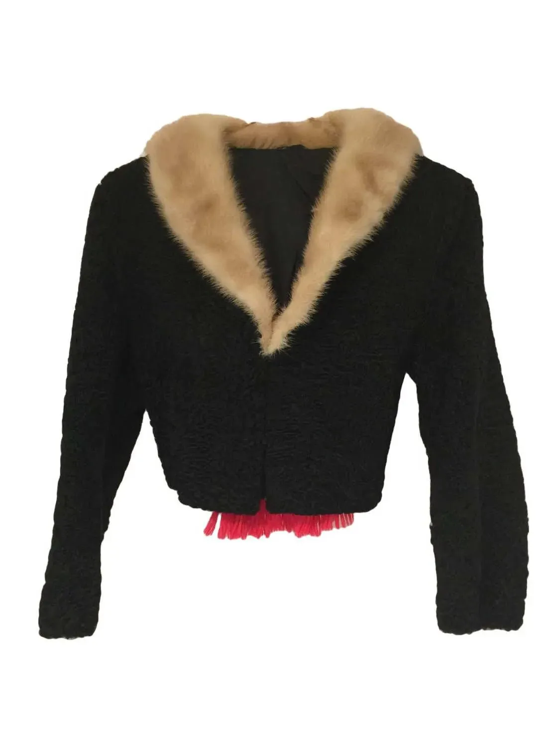 Vintage Persianer Jacke mit Nerzkragen und Stickerei