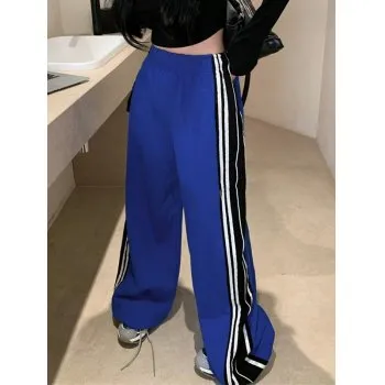 Vintage seitlich gestreifte Baggy Jogginghose