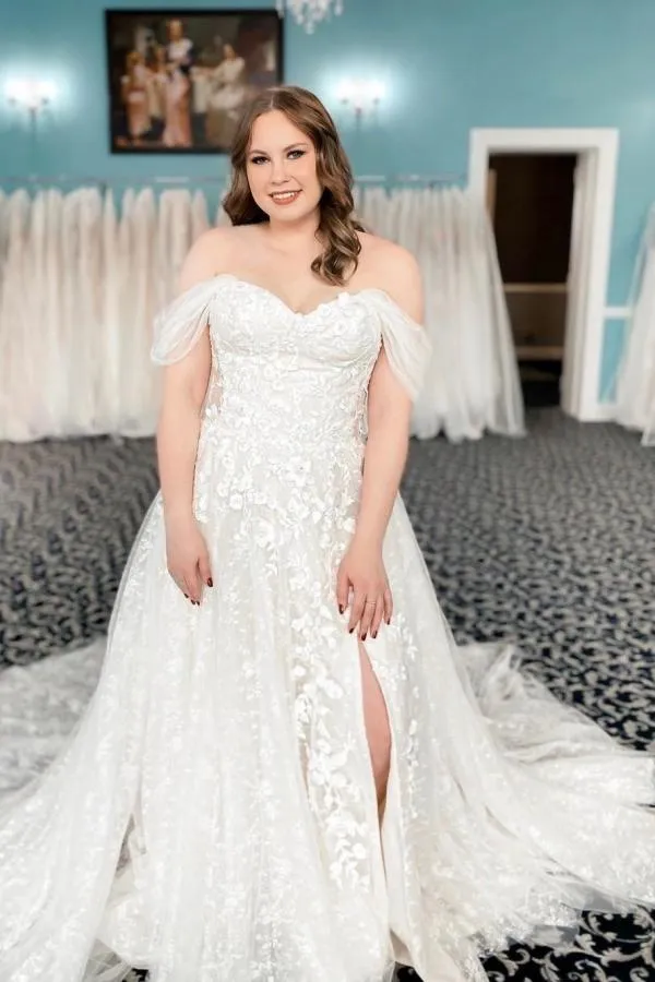 Wunderschöne Brautkleider Cream | Hochzeitskleider A Linie Spitze