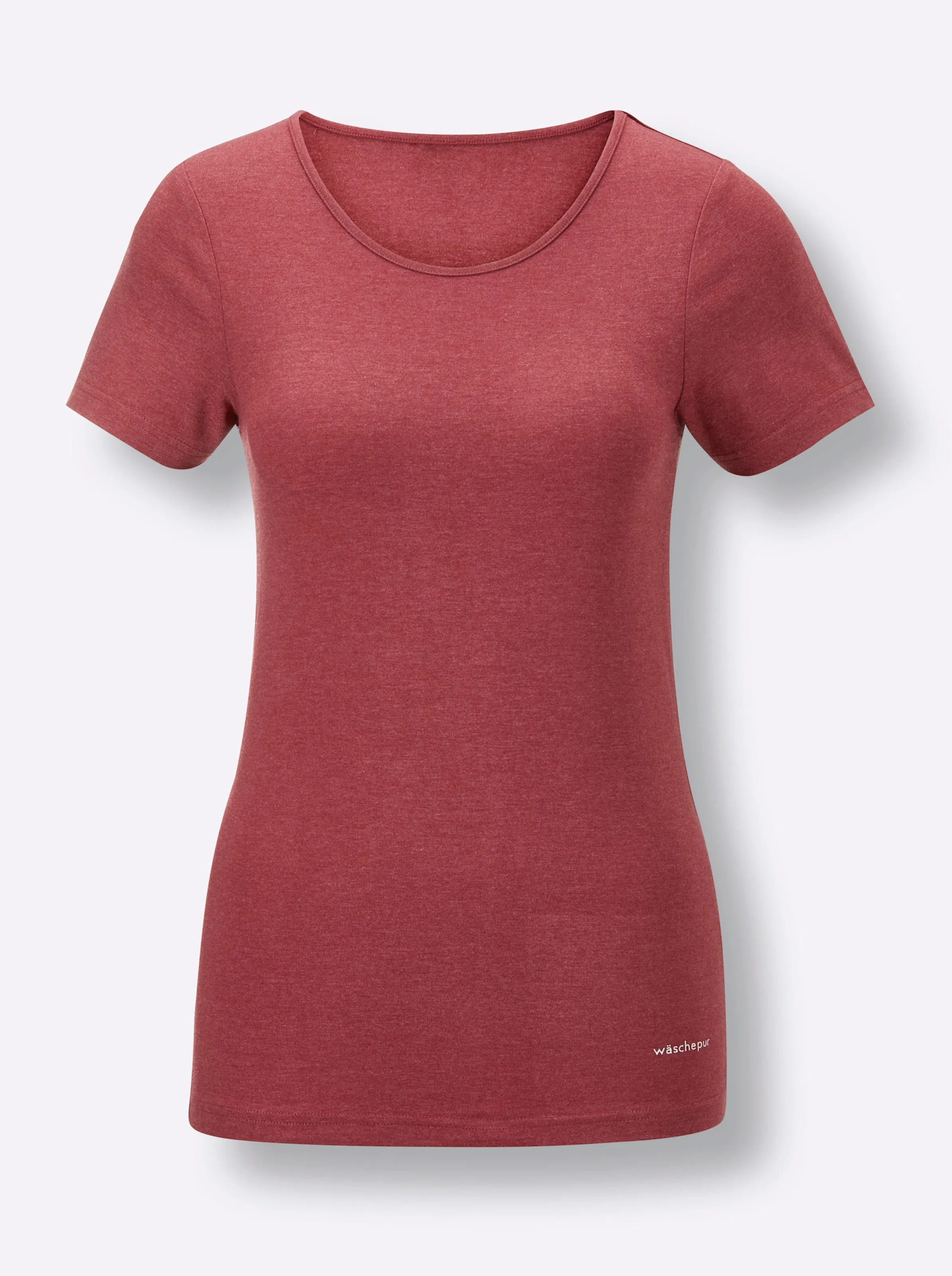 wäschepur Shirt in marine-meliert + dunkelrot-meliert